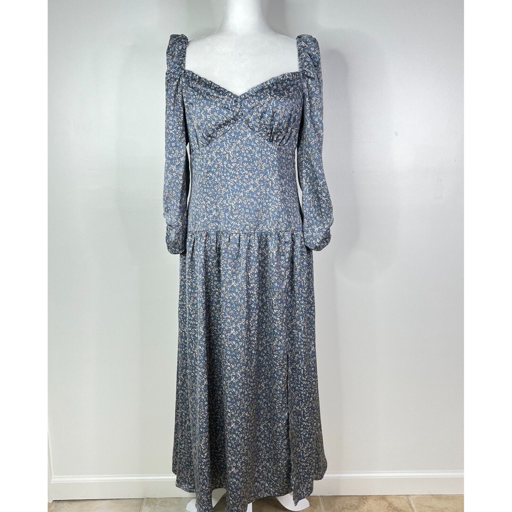 ASTR‎ the Label Maxi Dress Womens Large Blue Floral Excellent ADR101134 Smocked